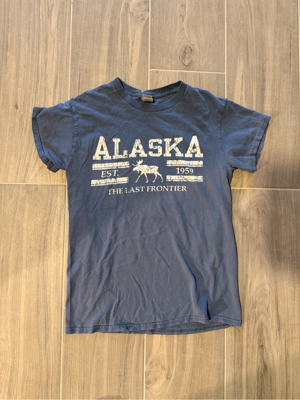 Alaska 'The Last Frontier' Graphic Tee - Blue Size S
